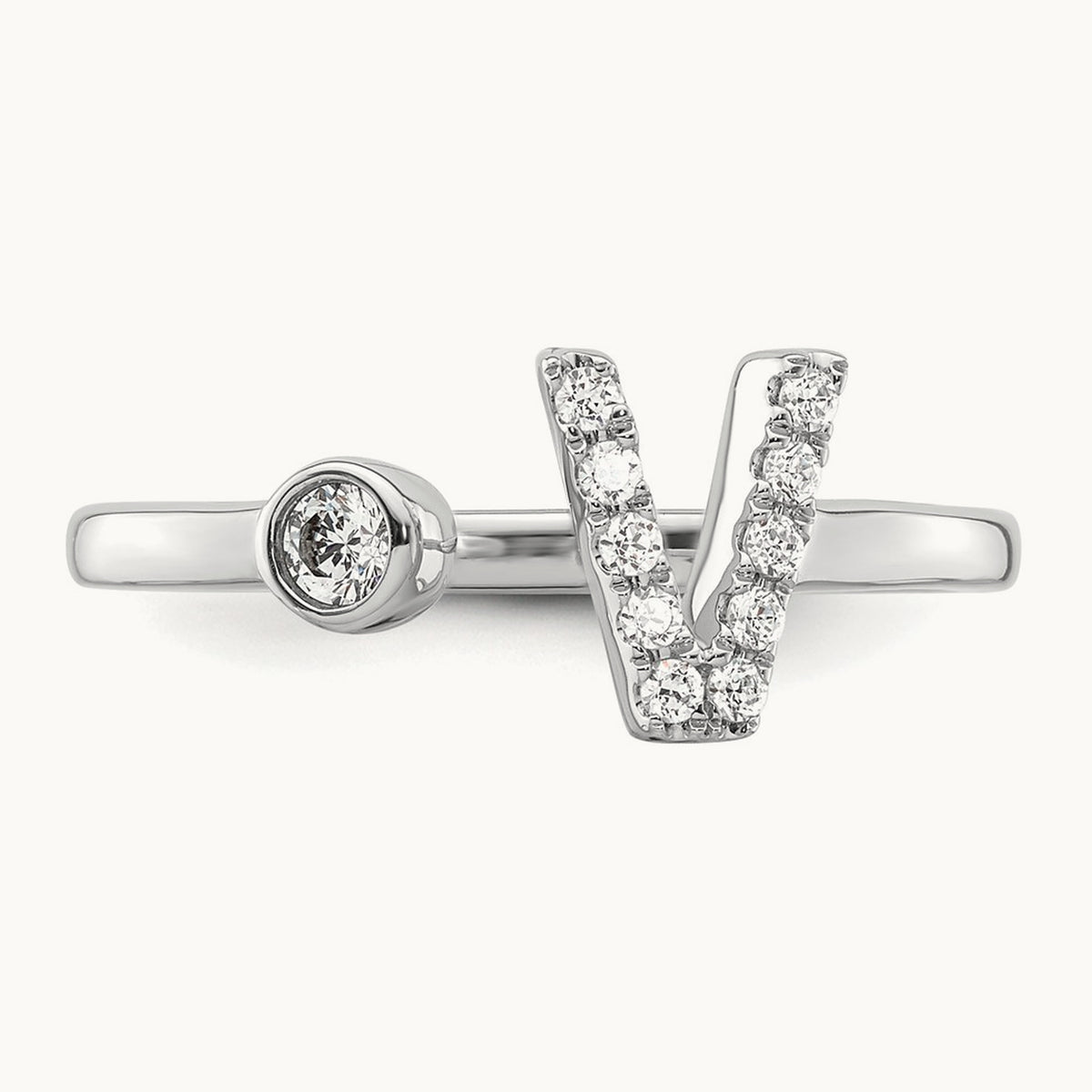 Initial V Adjustable Ring, 0.15 ct tw Lab-Grown Diamond