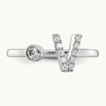 Initial V Adjustable Ring, 0.15 ct tw Lab-Grown Diamond