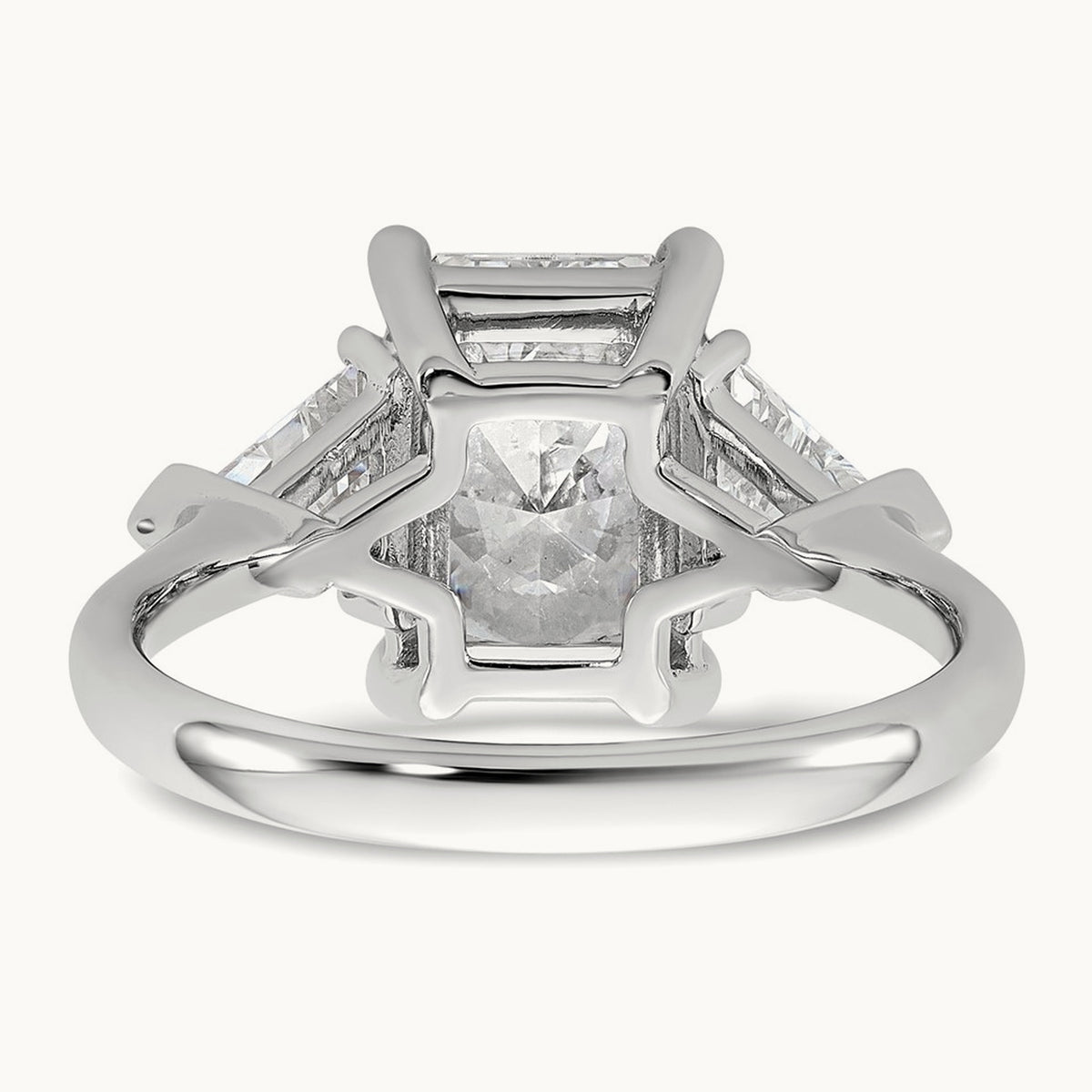 Radiant & Triangle Engagement Ring, 1.25-3.50 ct tw Lab-Grown Diamond — 3 5/8 ct, 14K White Gold