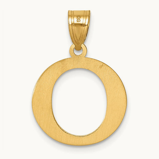 Polished Etched Letter O Initial Pendant, 14K