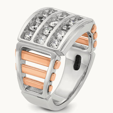 3-Row Men's Ring, 1.50 ct tw Lab-Grown Diamond