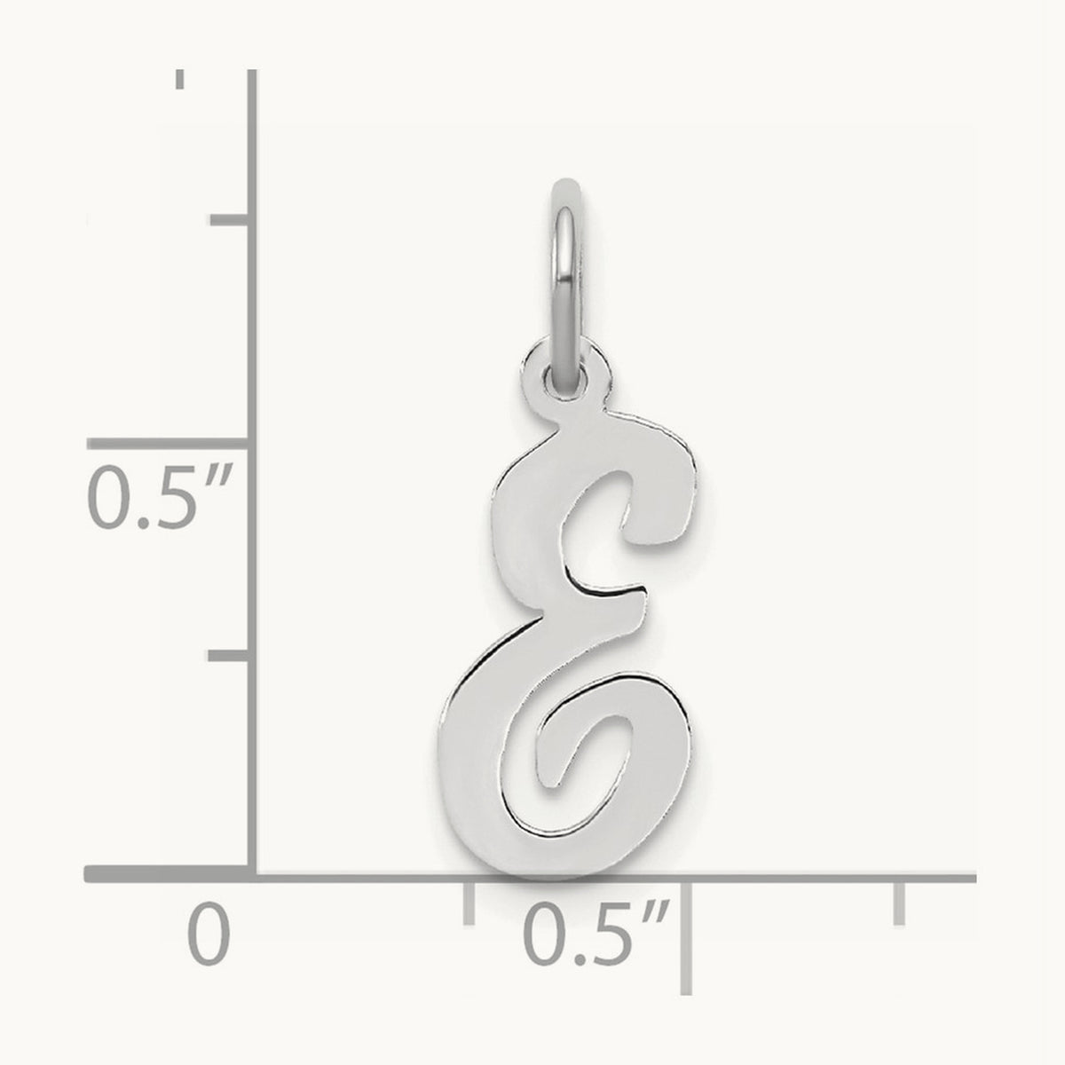 Medium Script Initial Charm — 14K White Gold, E