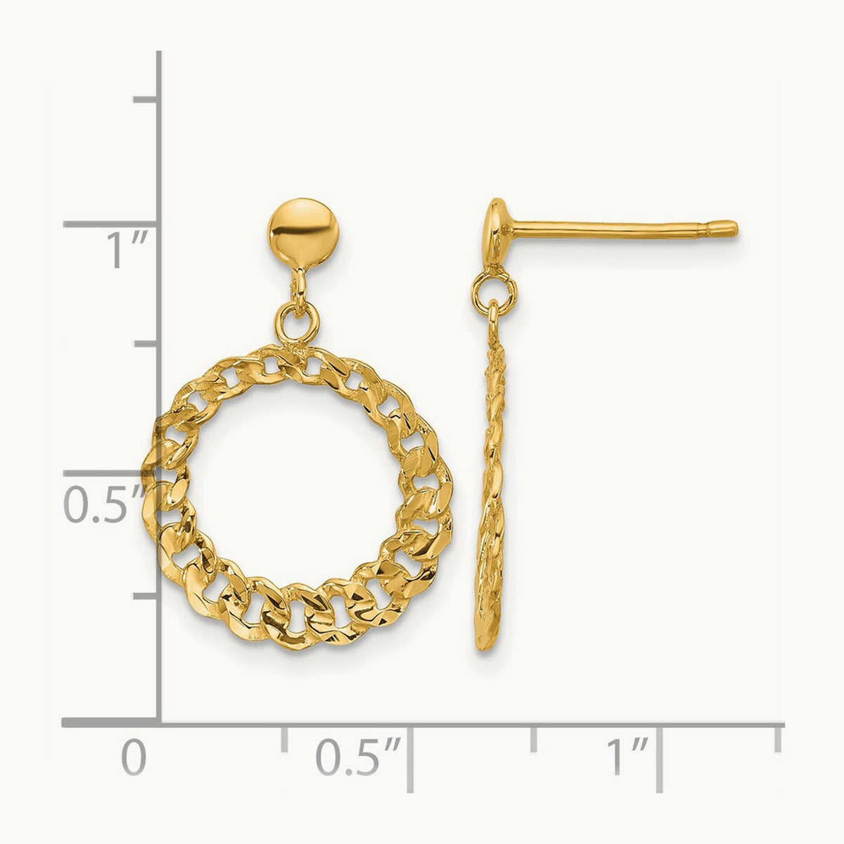 Polished and Diamond-cut Circles Dangle Post Earrings, 14K — Leslie's