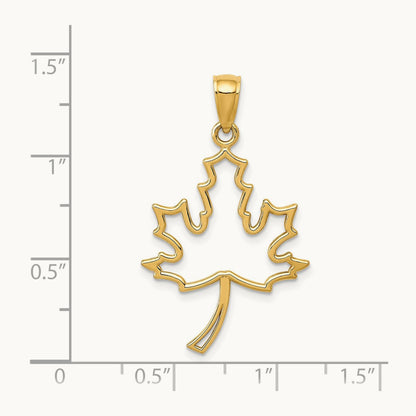 Polished Cut Out Maple Leaf Pendant, 14K