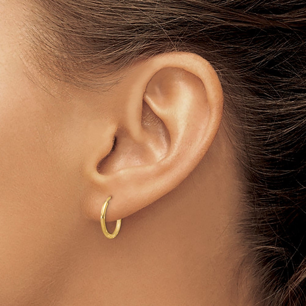 Satin Diamond-cut Endless Hoop Earrings — 14mm, 1.5mm