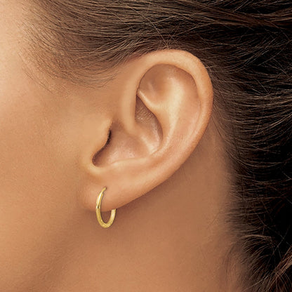 Satin Diamond-cut Endless Hoop Earrings — 14mm, 1.5mm