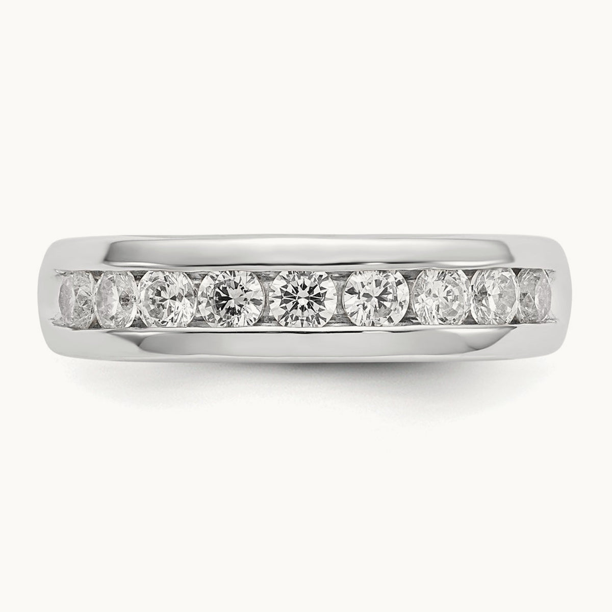 9-Stone Diamond Channel Band, 14K White Gold