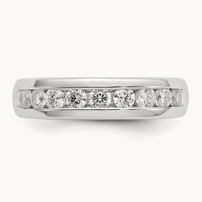 9-Stone Diamond Channel Band, 14K White Gold