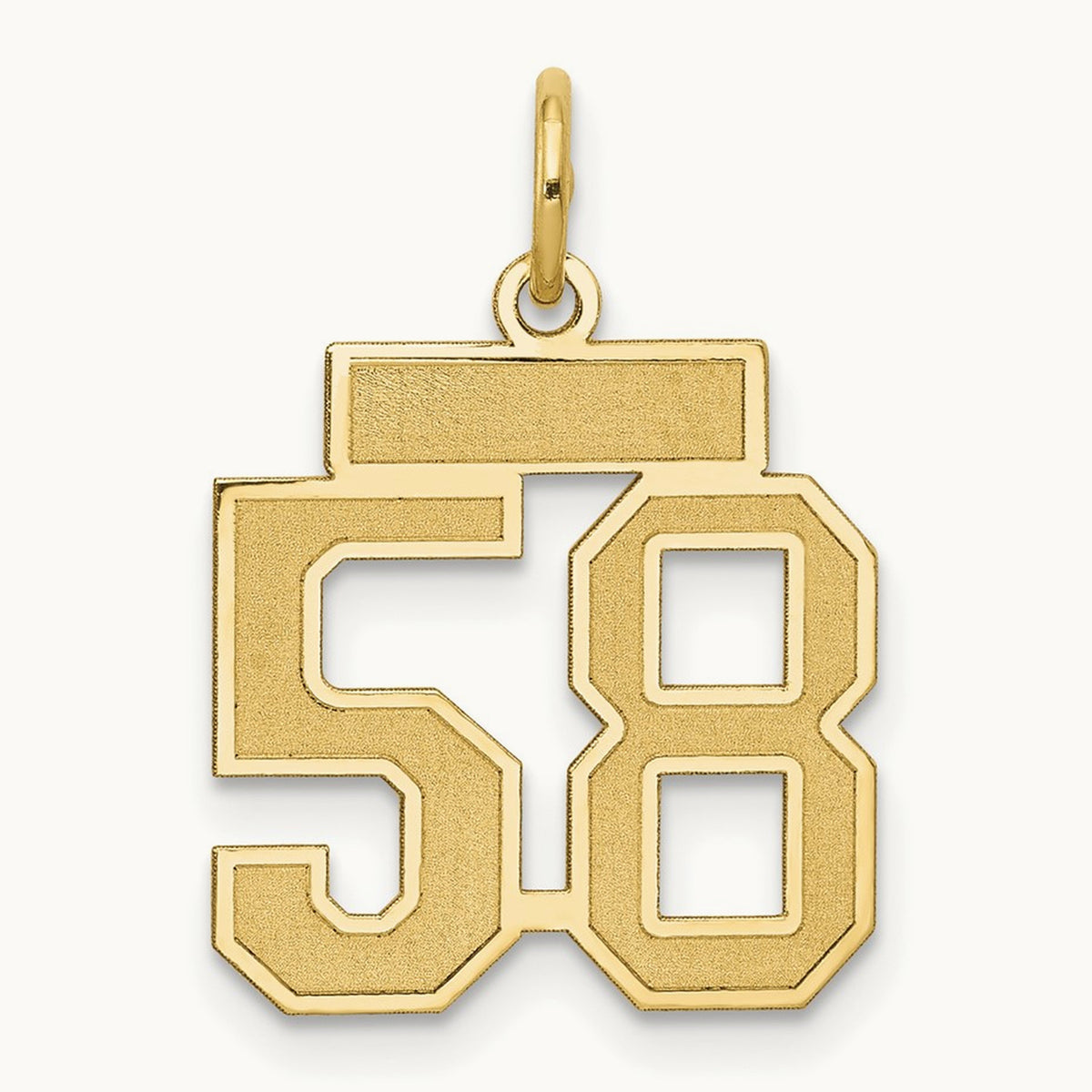 Small Satin Number 58 Charm, 14K