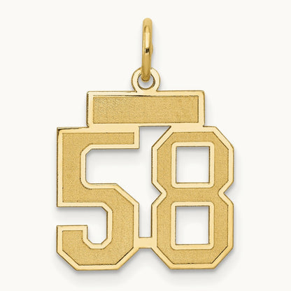 Small Satin Number 58 Charm, 14K