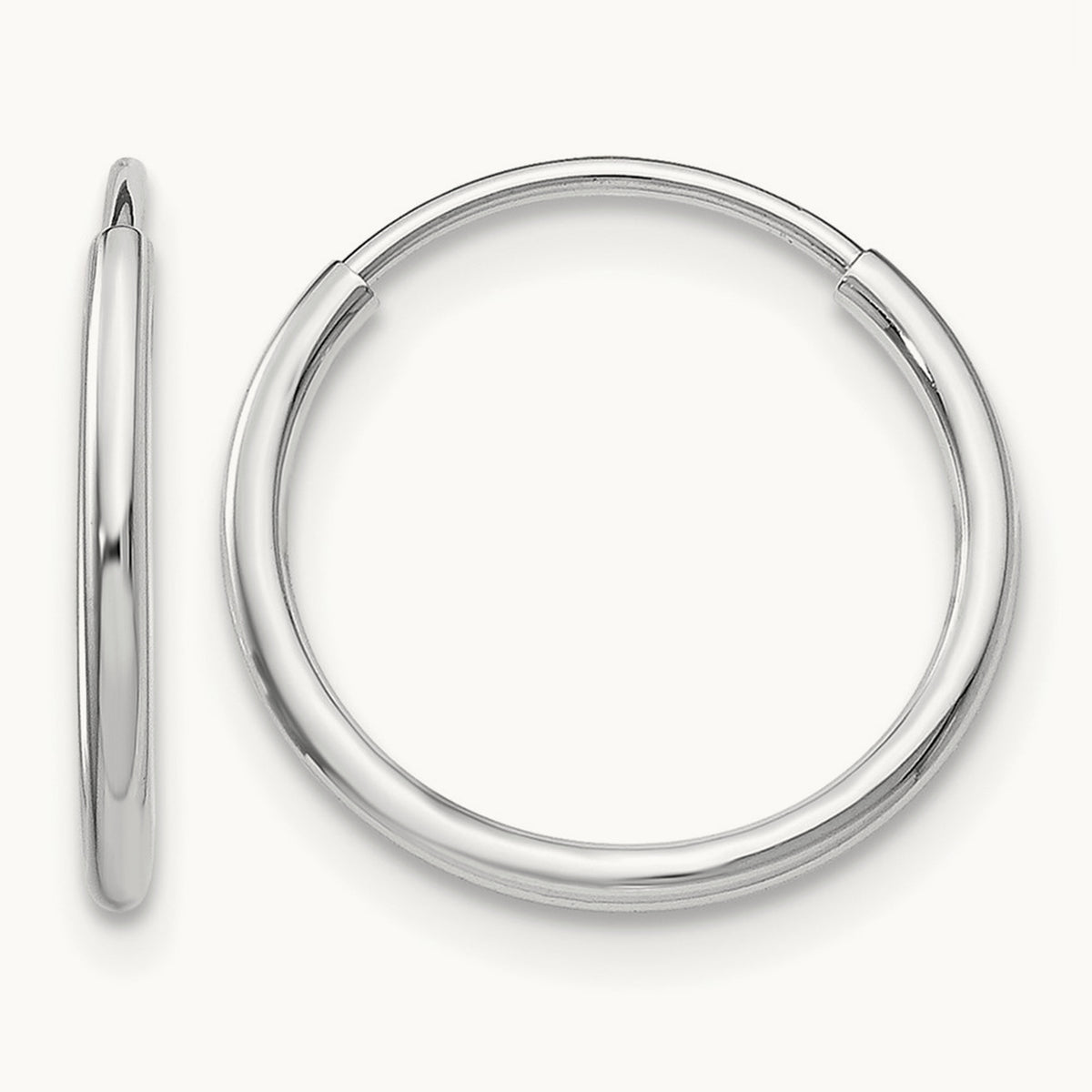 Polished Endless Tube Hoop Earrings, 1.20mm, 14K White Gold