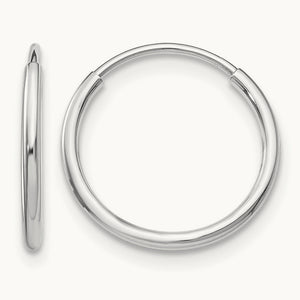 Polished Endless Tube Hoop Earrings, 1.20mm, 14K White Gold