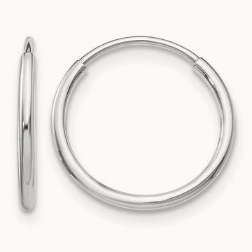 Polished Endless Tube Hoop Earrings, 1.20mm, 14K White Gold