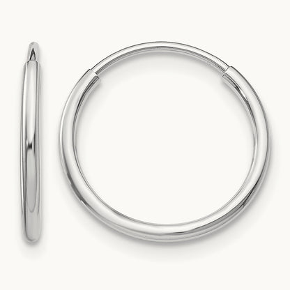 Polished Endless Tube Hoop Earrings, 1.20mm, 14K White Gold