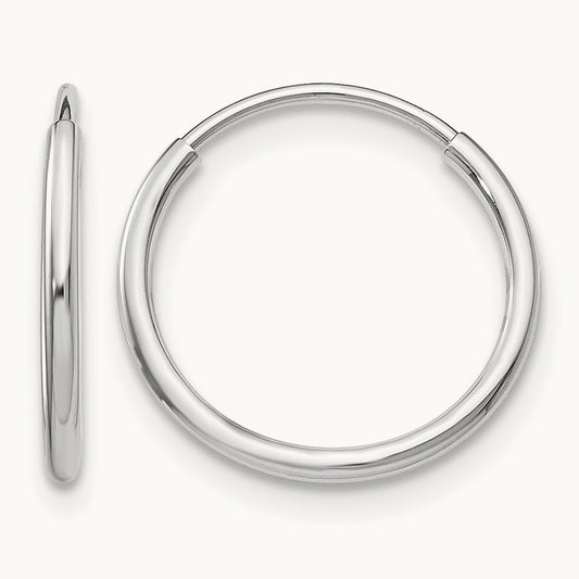 Polished Endless Tube Hoop Earrings, 1.20mm, 14K White Gold