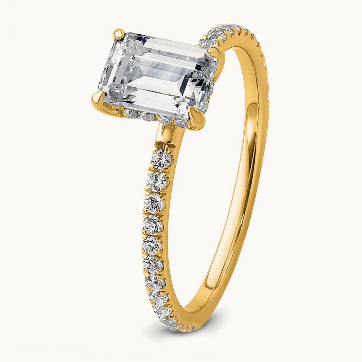 Emerald Solitaire Engagement Ring, 1.25-2.25 ct tw Lab-Grown Diamond — 14K Yellow Gold, 7