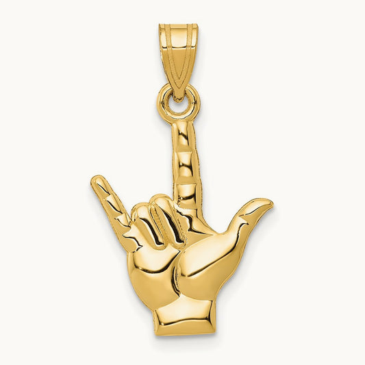 Polished I Love You Hand/Sign Language Charm, 14K