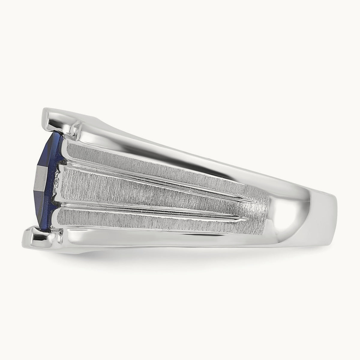 IBGoodman Satin Cr. Sapphire/Diamond Complete Ring, 14K White Gold
