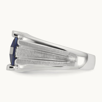 IBGoodman Satin Cr. Sapphire/Diamond Complete Ring, 14K White Gold
