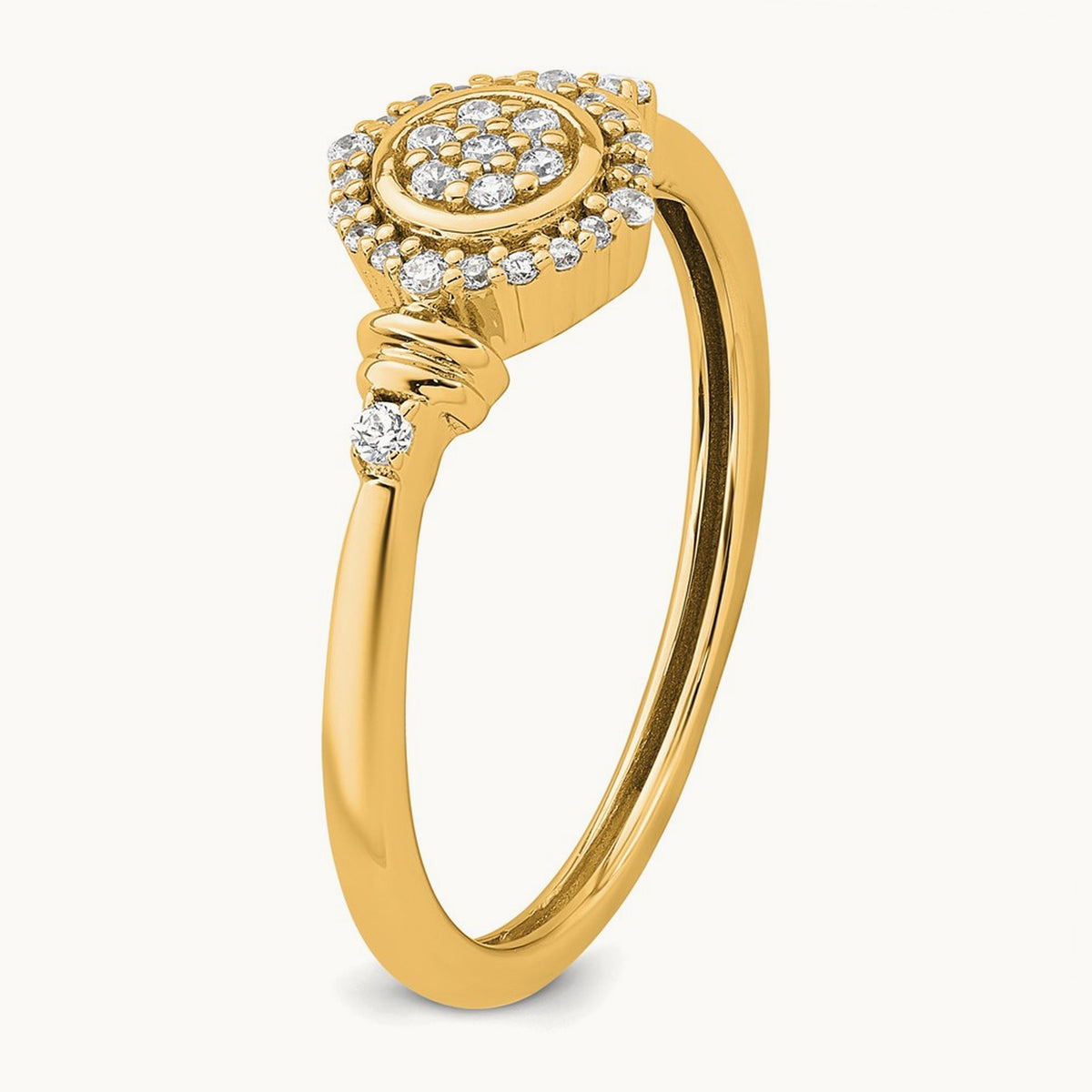 Complete Diamond Round Cluster Halo Engagement Ring, 1.4mm thick — 14K Yellow Gold