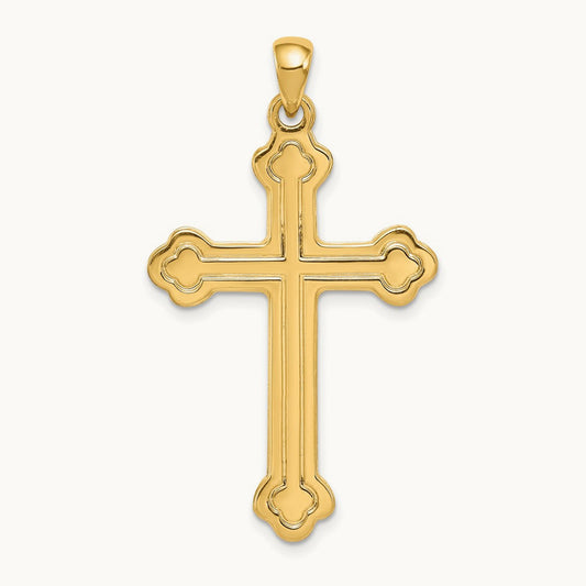 Budded Cross Pendant, 14K