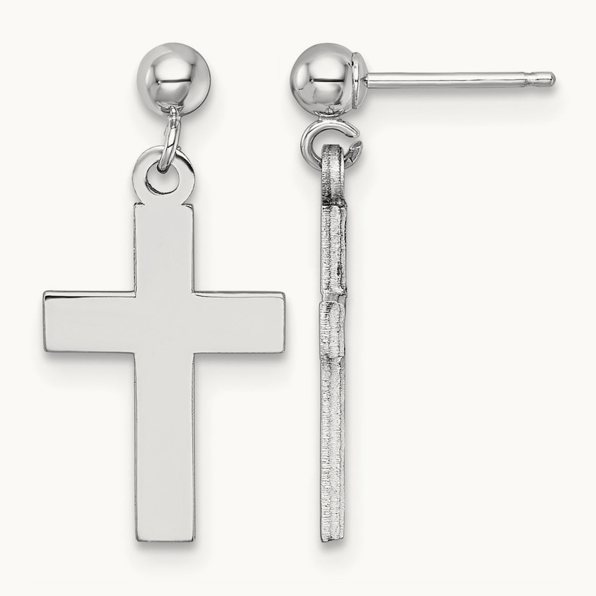 Polished Cross Earrings — 14K White Gold, 20.5mm