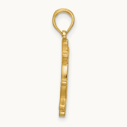 Polished Turtle Helm Pendant, 14K