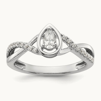 Pear Ctr Diamond Complete Promise/Engagement Ring, 14K White Gold