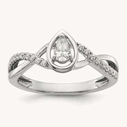 Pear Ctr Diamond Complete Promise/Engagement Ring, 14K White Gold