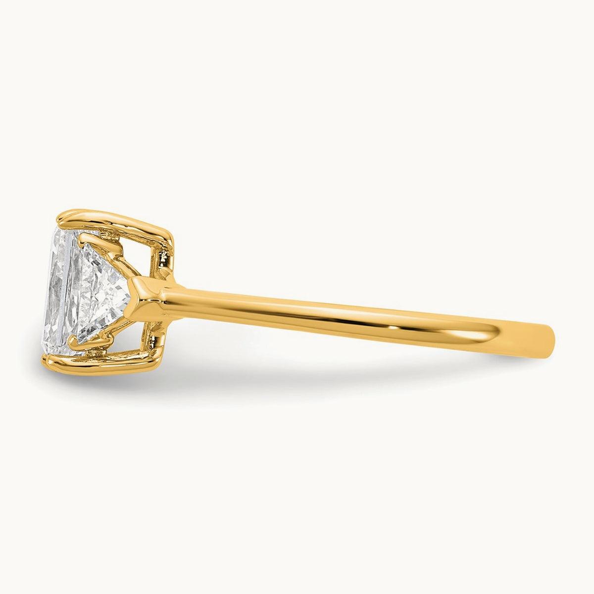 Radiant & Triangle Engagement Ring, 1.25-3.50 ct tw Lab-Grown Diamond — 1 3/8 ct, 14K Yellow Gold