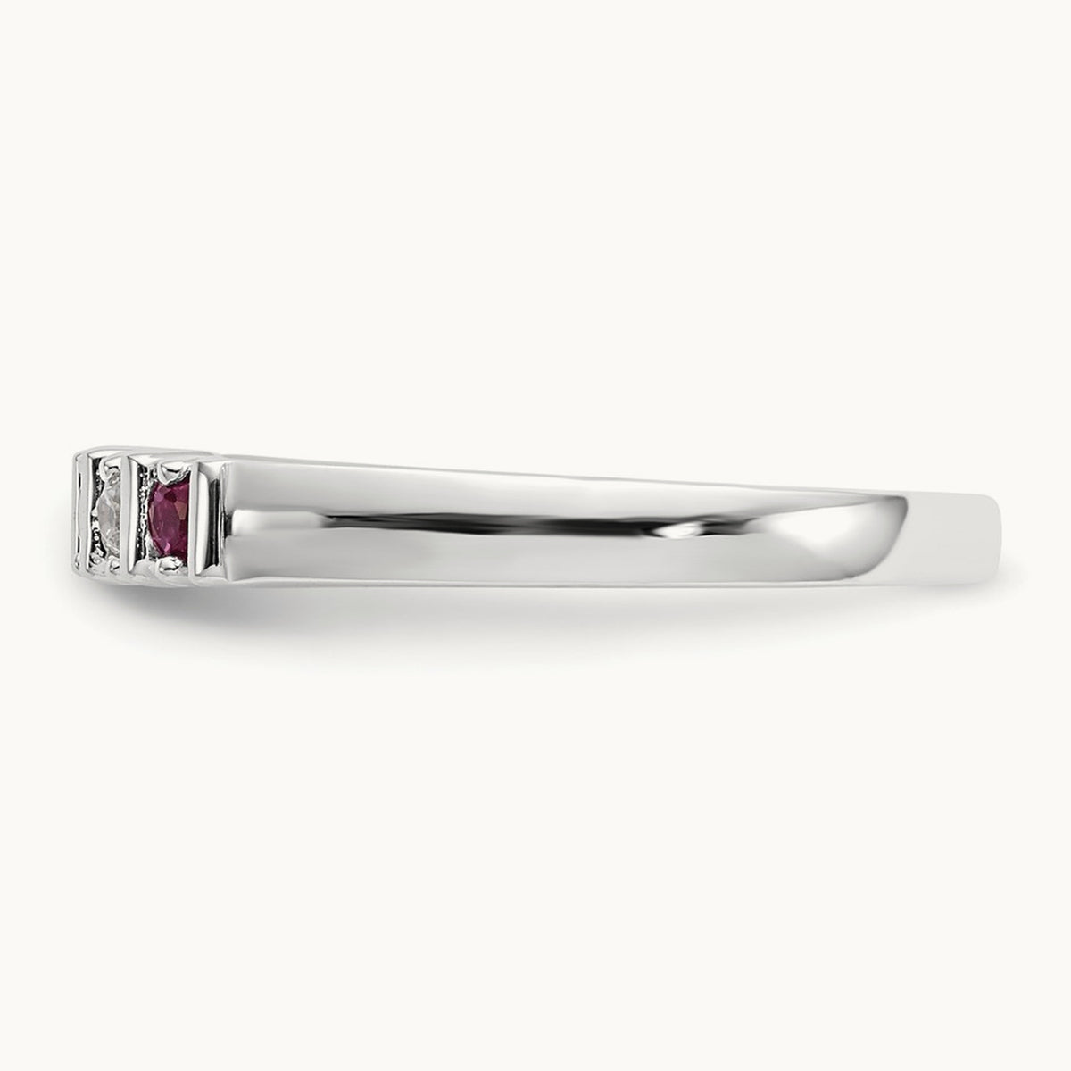 Diamond with Ruby Band — 14K White Gold, 0.08 ct, 7