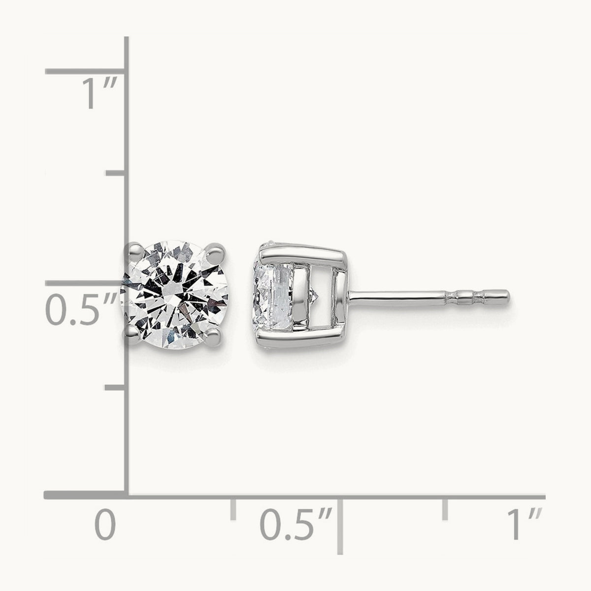 Round Lightweight Earrings, 0.25-6.00 ct tw Lab-Grown Diamond — 2 ct, 10K White Gold