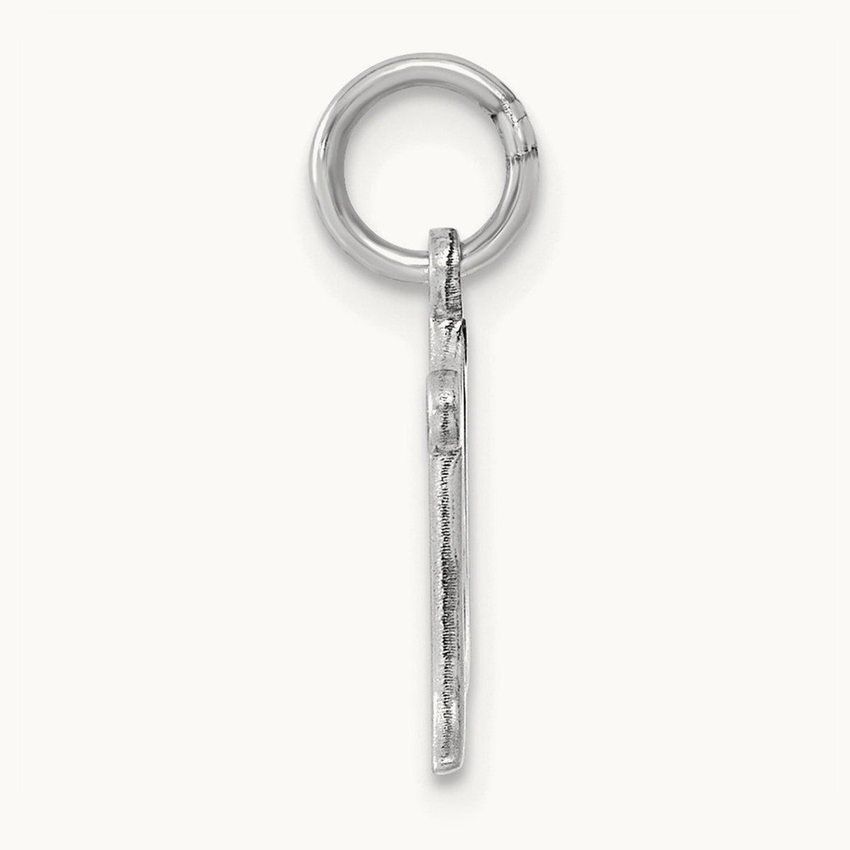 Diamond-cut Initial Charm — 14K White Gold, N