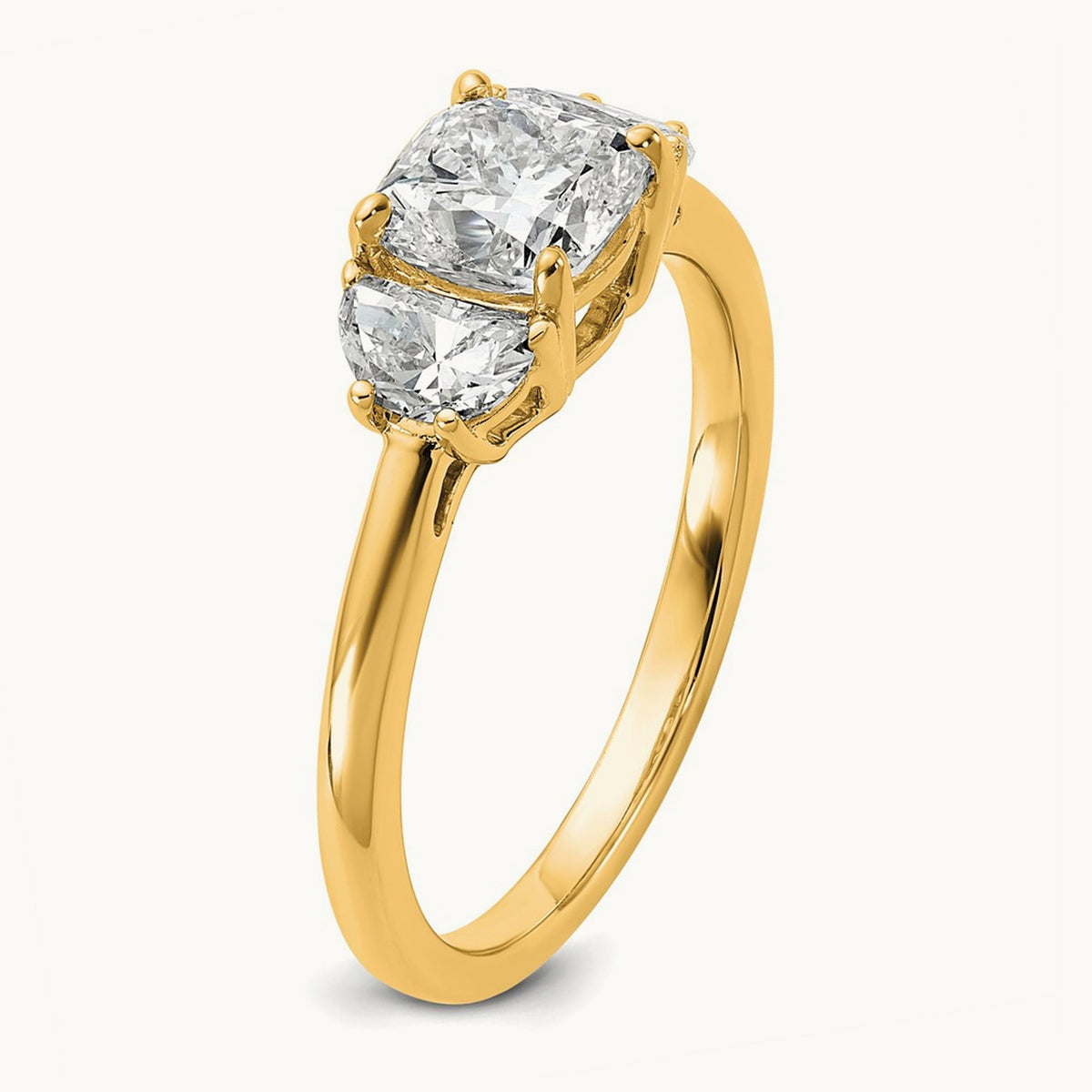 Half Moon & Cushion Semi-Mount Engagement Ring, 0.25-1.00 ct tw Lab-Grown Diamond — 3/8 ct, 14K Yellow Gold