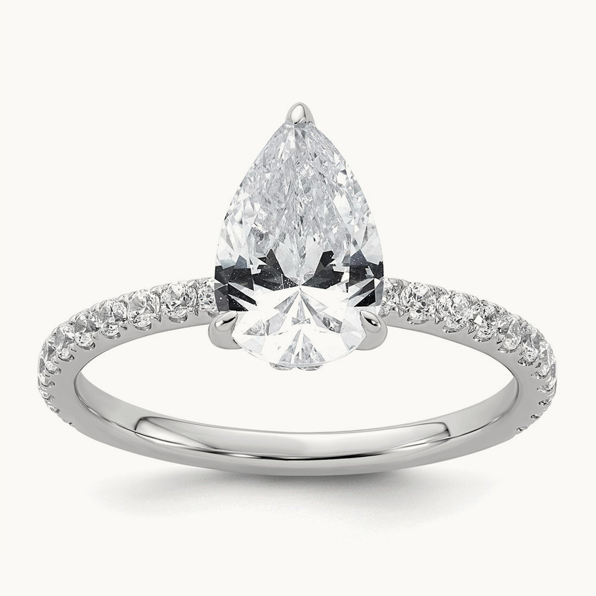 Pear Solitaire Engagement Ring, 1.25-4.75 ct tw Lab-Grown Diamond — 2 ct, 14K White Gold