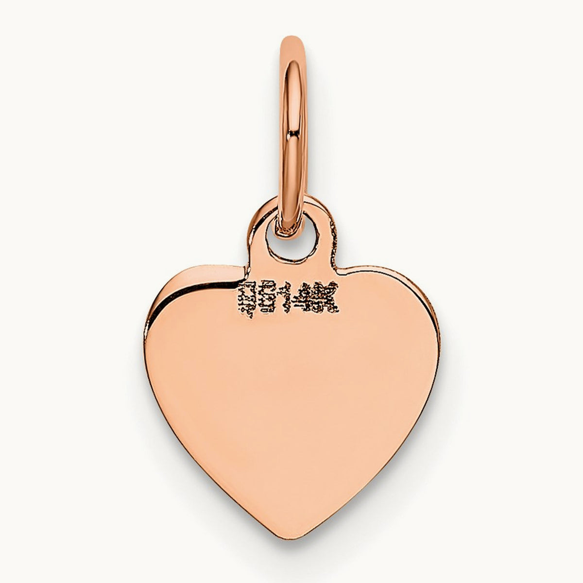 Polished Heart Shaped Disc Pendant, 14K Rose