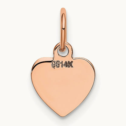 Polished Heart Shaped Disc Pendant, 14K Rose