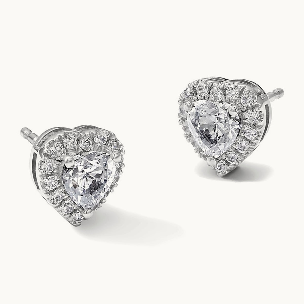 Heart Halo Post Earrings, 0.50-7.25 ct tw Lab-Grown Diamond — 5/8 ct, VS/SI (Great) · Certified, 14K White Gold