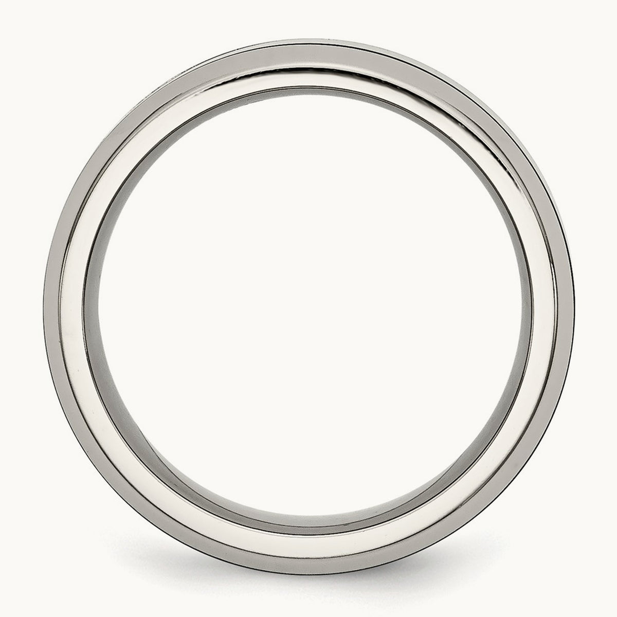 Base w/Polished Black Ceramic Center Beveled Band, Stainless Steel