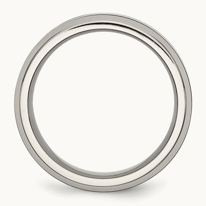 Base w/Polished Black Ceramic Center Beveled Band, Stainless Steel