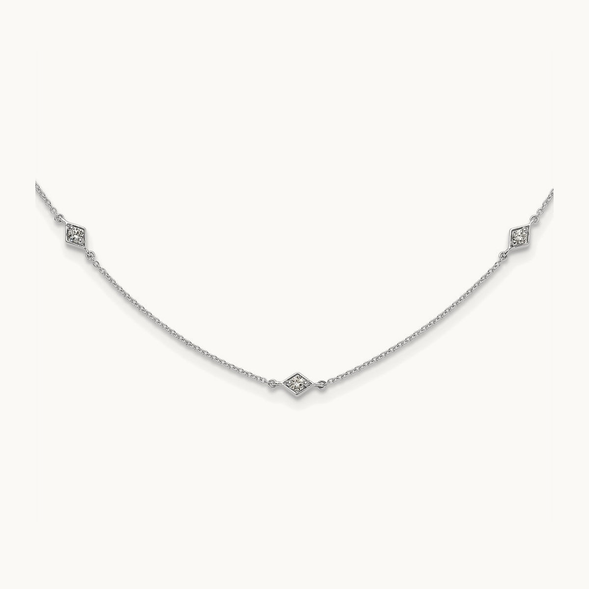 Diamond Multi Station Necklace — 14K White Gold
