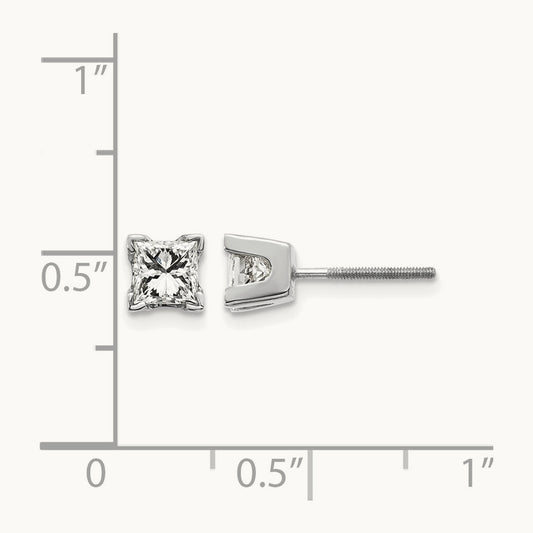 VS Quality Complete Princess Cut Diamond Earrings, 14K White Gold