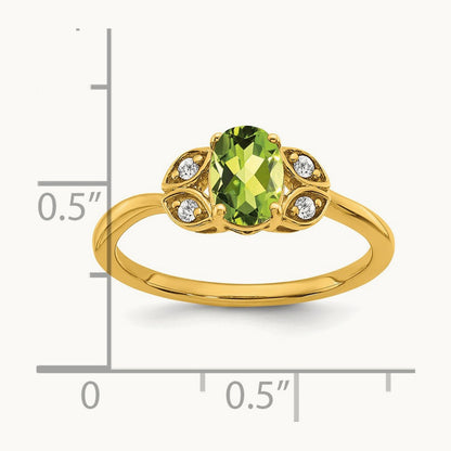 Peridot and Diamond Ring, 14K