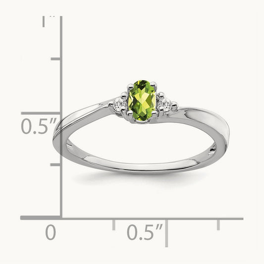 Peridot and Diamond Ring, 14K White Gold