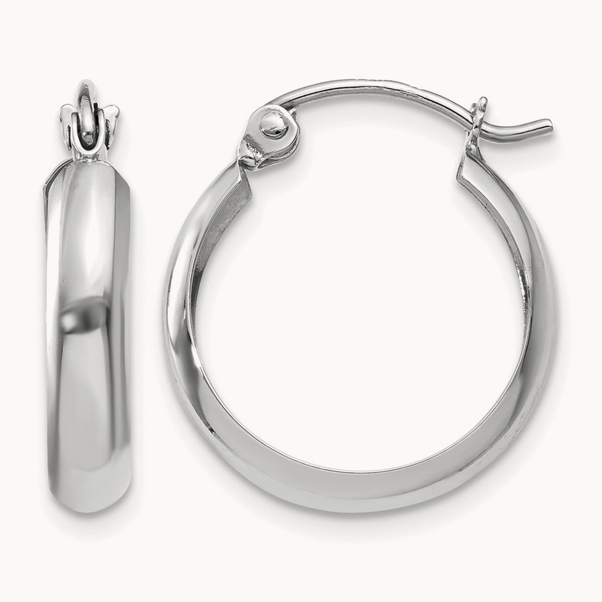 Polished Hoop Earrings — 14K White Gold
