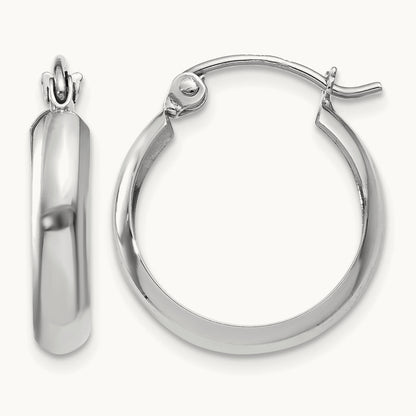 Polished Hoop Earrings — 14K White Gold