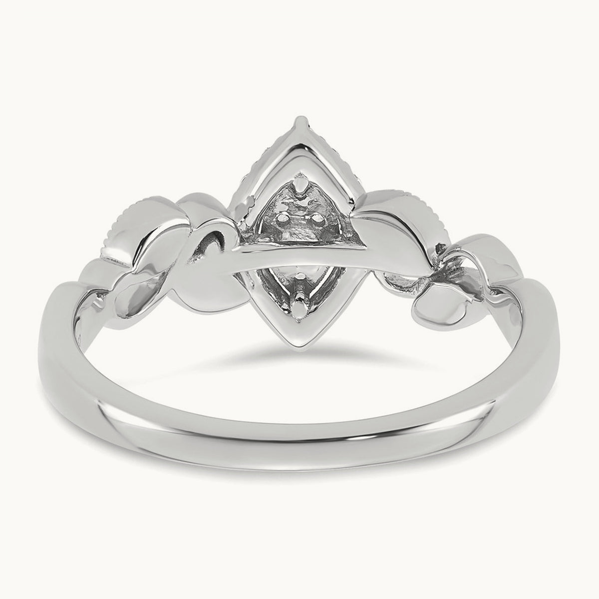 Complete Diamond Cluster Marquise Engagement Ring — 14K White Gold
