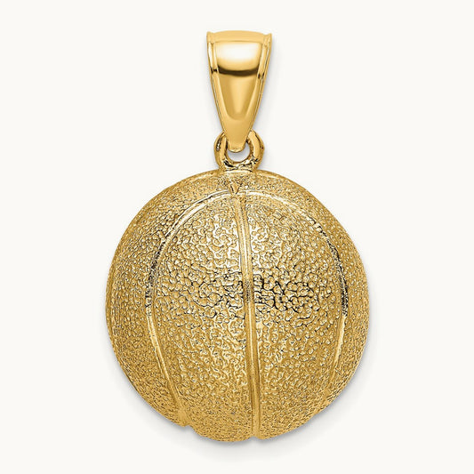 3-D Textured Basketball Charm, 14K