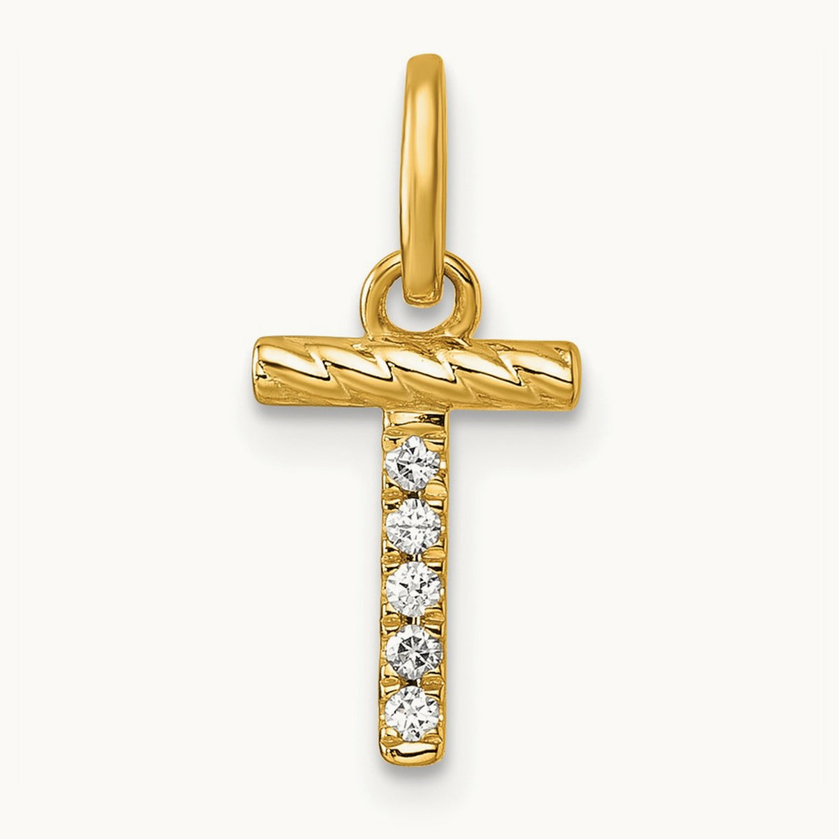 Twisted Diamond Charm — 14K Yellow Gold, T