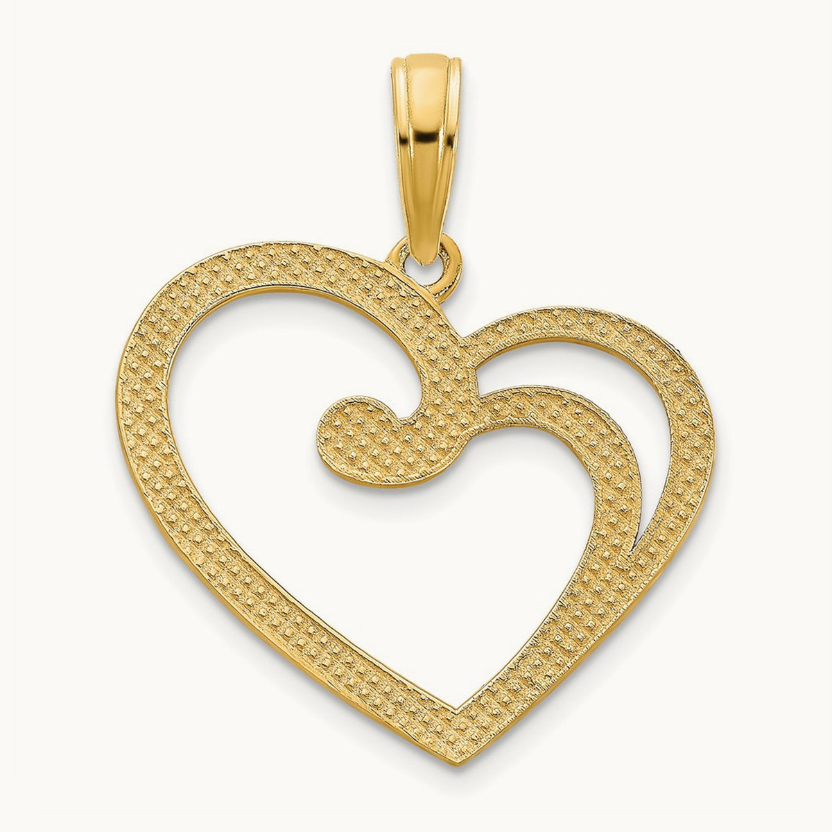 Fancy Open Heart Pendant, 14K
